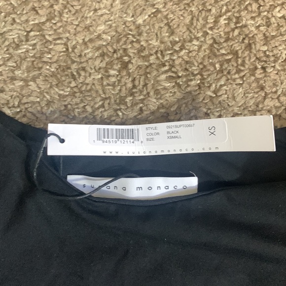 Susana Monaco Open Shoulder Long Sleeve Crew Top in Black XS - Picture 5 of 5